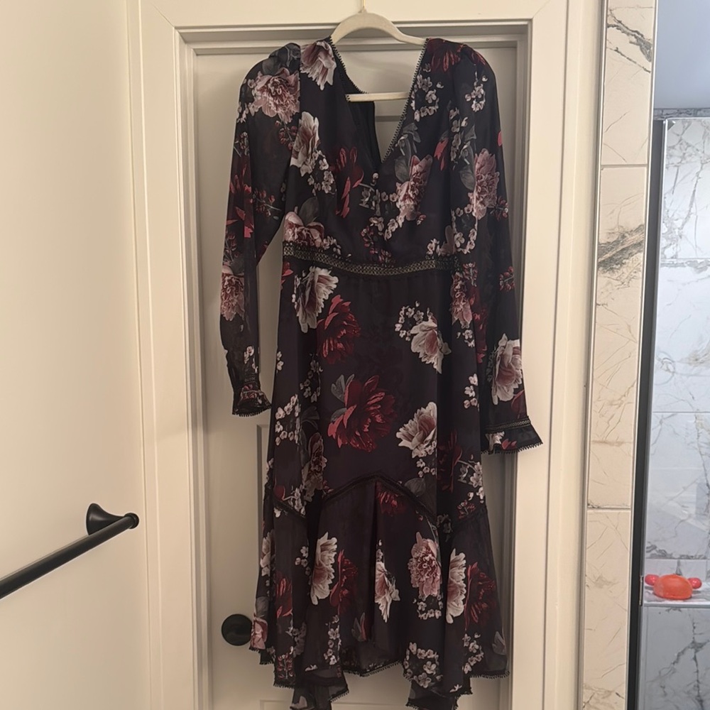 Evernew Melbourne Floral Black Midi Dress